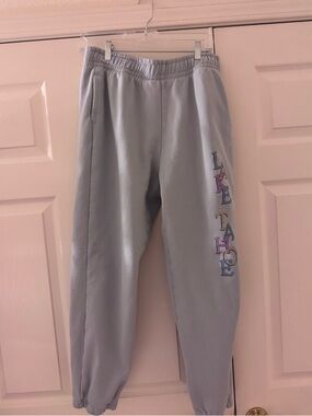 Champion Light Blue/Gray Sweatpants with Lake Tahoe Colorful Side Graphic